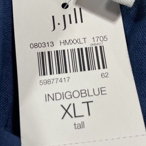 NWT J. Jill Women's Linen Cotton Pull On Drawstring Pants Indigo Blue XLT - Picture 11 of 13